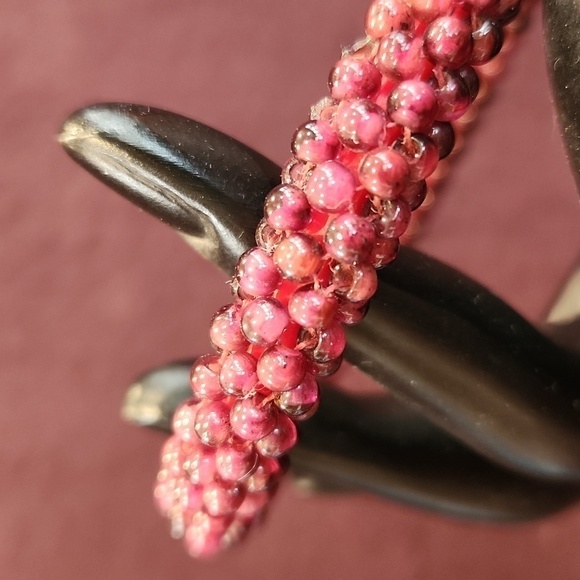 Garnet Bead Bangle Bracelet Bohemian - Picture 3 of 9
